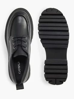 Oxmox Zwarte Chunky Veterschoen-Dames Instappers