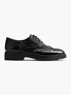 Graceland Zwarte Chunky Veterschoen-Dames Instappers