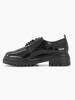 Oxmox Zwarte Chunky Veterschoen Lak-Dames Instappers