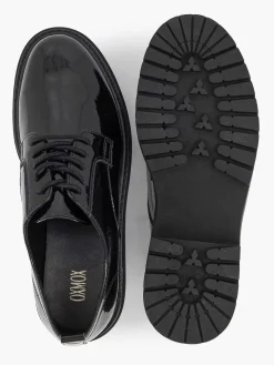 Oxmox Zwarte Chunky Veterschoen Lak-Dames Instappers