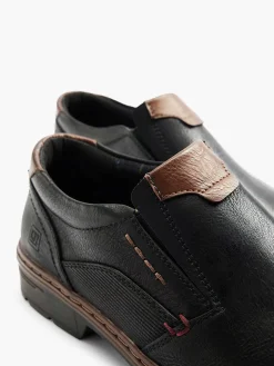 Easy Street Zwarte Comfort Instapper Elastisch-Heren Instappers