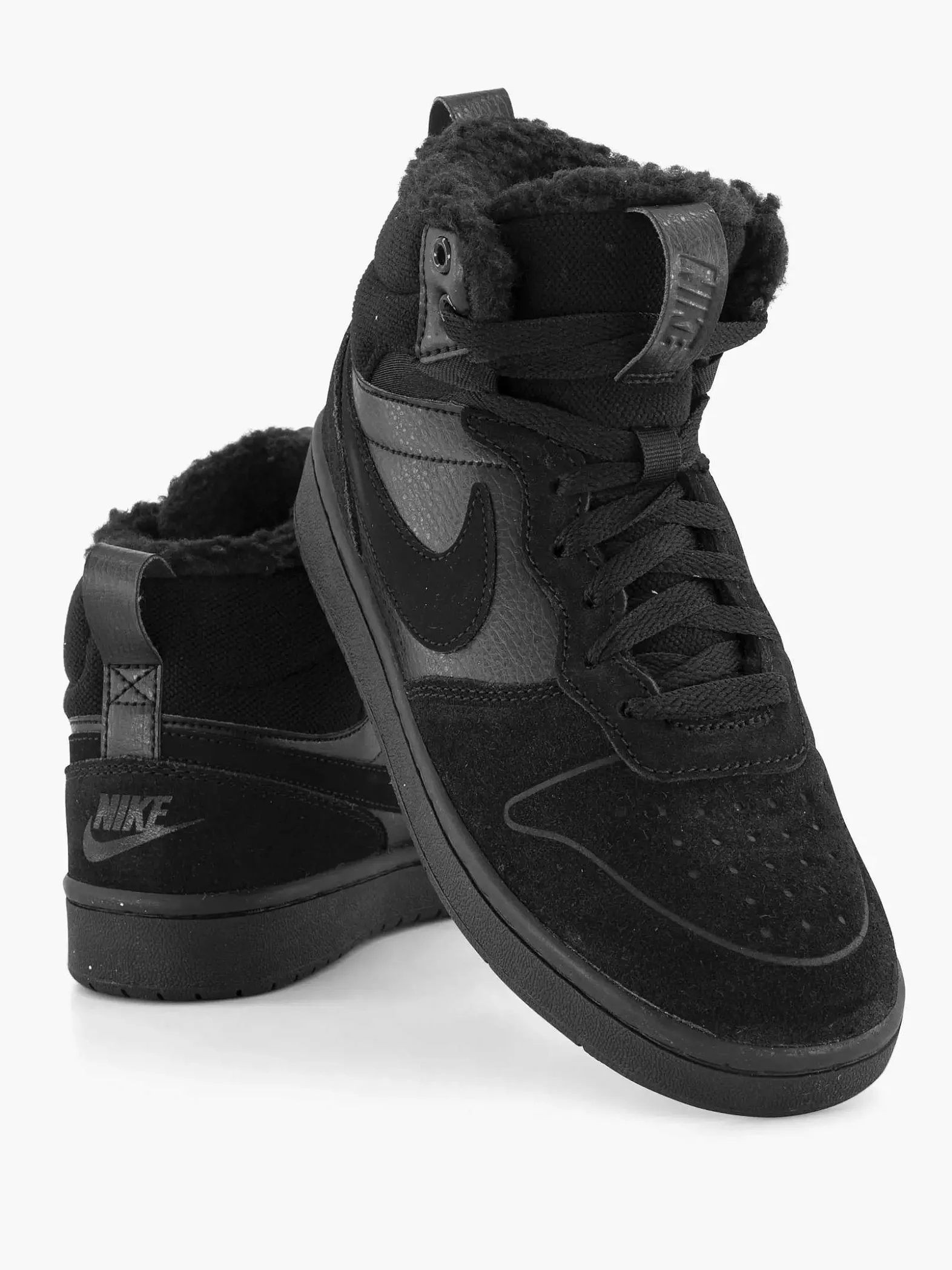Nike Zwarte Court Borough Mid 2-Kinderen Jongensschoenen