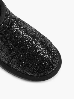 Graceland Zwarte Enkelboot Glitters Gevoerd-Dames Enkellaarzen & Boots