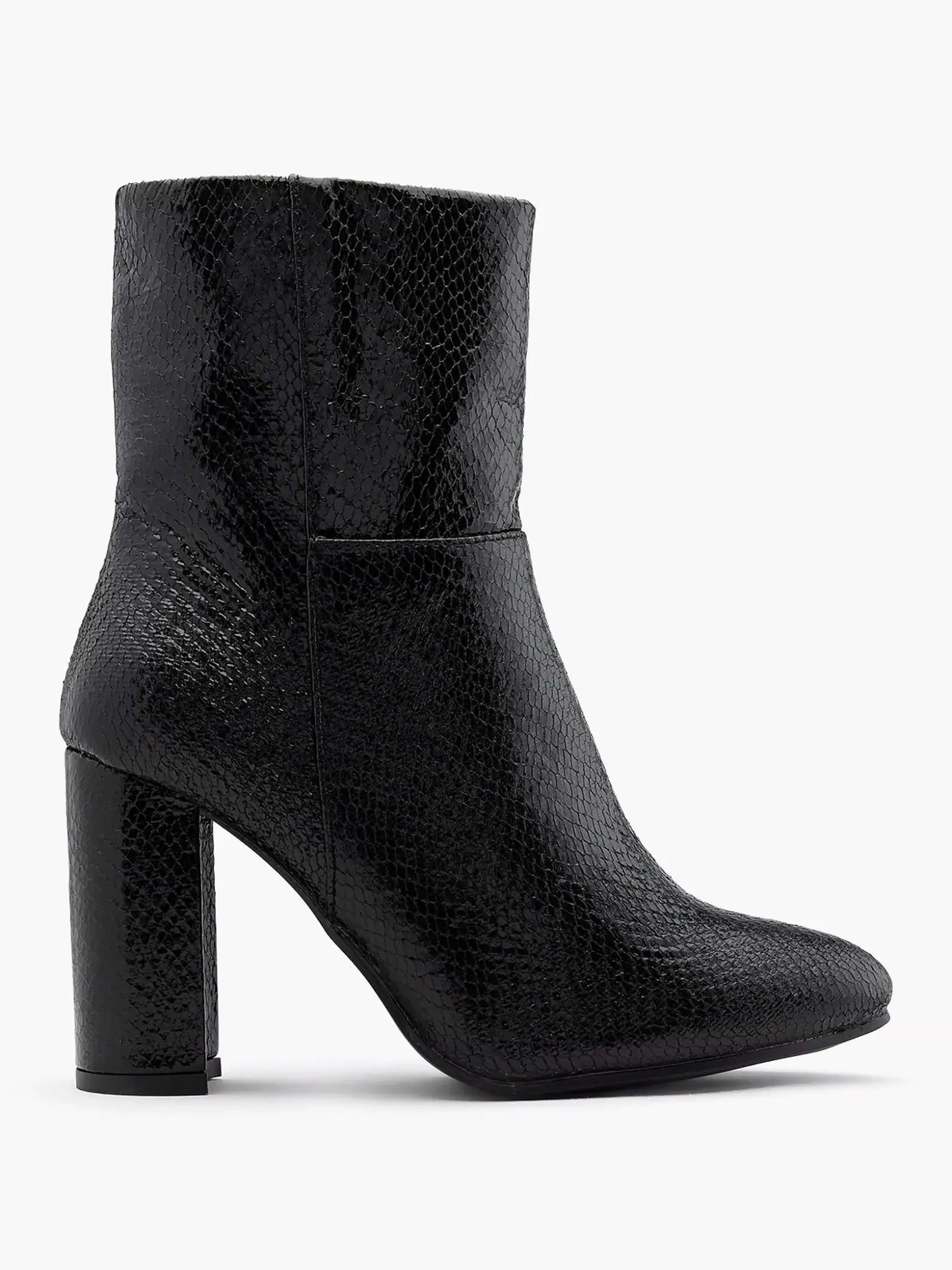 Oxmox Zwarte Enkellaars Slangenprint-Dames Enkellaarzen & Boots