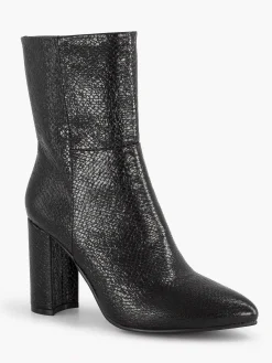 Oxmox Zwarte Enkellaars Slangenprint-Dames Enkellaarzen & Boots
