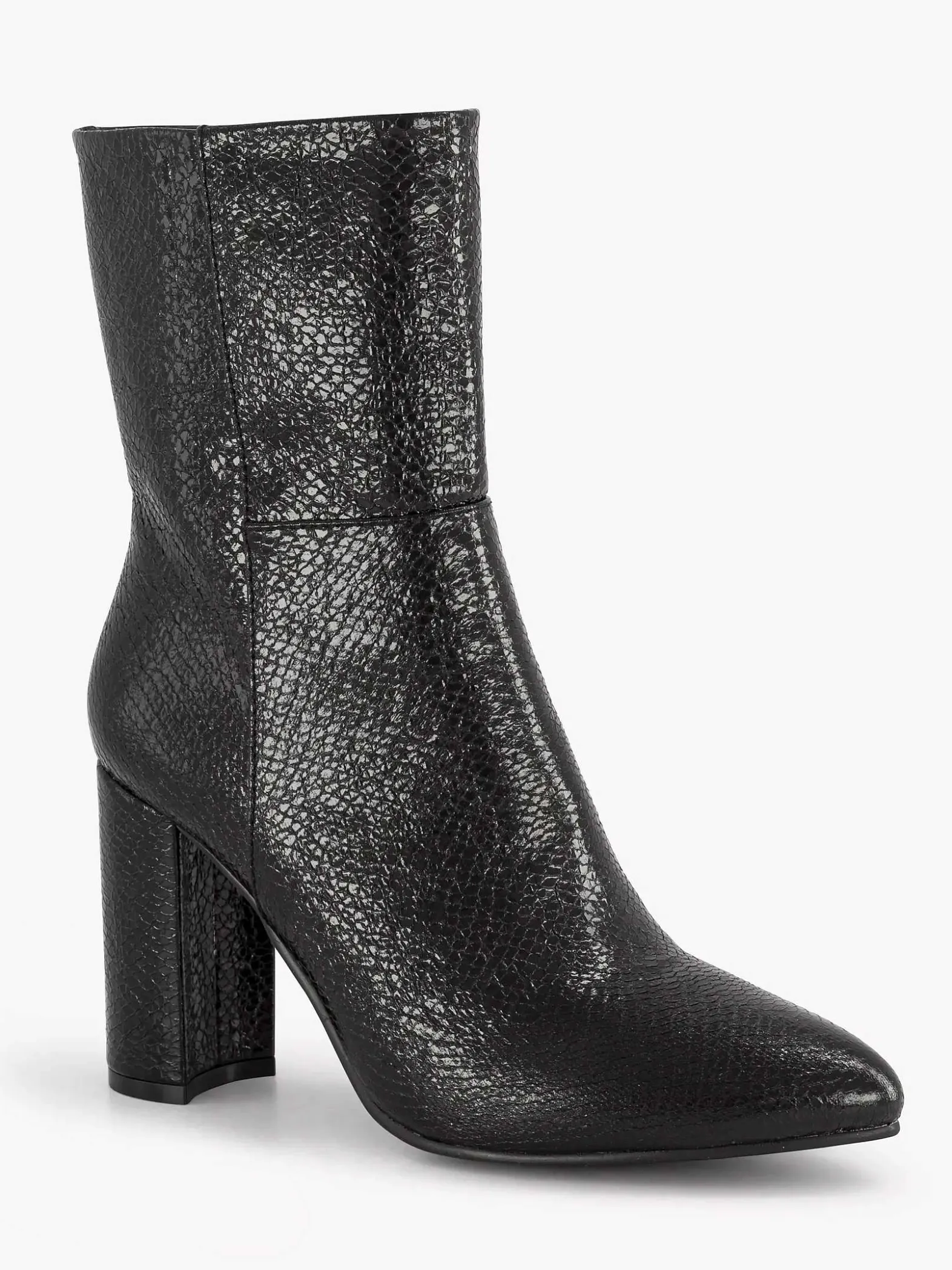 Oxmox Zwarte Enkellaars Slangenprint-Dames Enkellaarzen & Boots