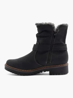 Easy Street Zwarte Enkellaars Warm Gevoerd-Dames Comfort Schoenen