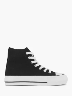 Graceland Zwarte Hoge Canvas Sneaker-Dames Sneakers