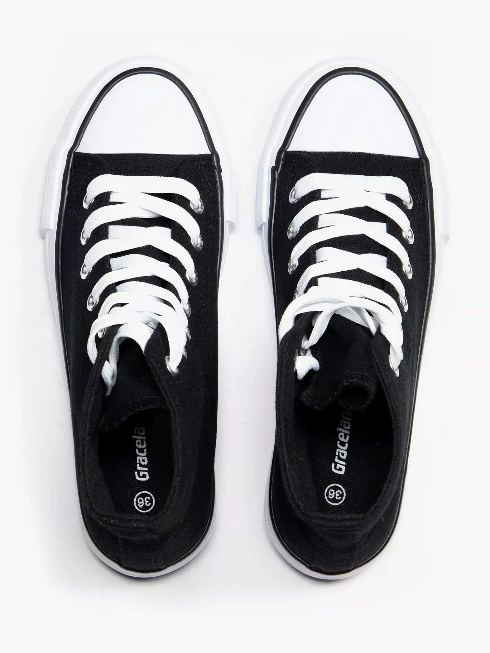 Graceland Zwarte Hoge Canvas Sneaker-Dames Sneakers