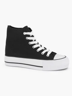 Graceland Zwarte Hoge Canvas Sneaker-Dames Sneakers