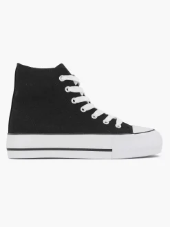 Graceland Zwarte Hoge Canvas Sneaker-Dames Sneakers