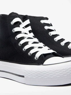 Graceland Zwarte Hoge Canvas Sneaker-Dames Sneakers