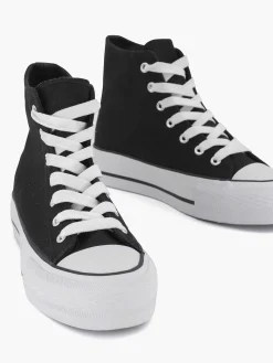 Graceland Zwarte Hoge Canvas Sneaker-Dames Sneakers