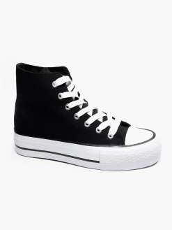 Graceland Zwarte Hoge Canvas Sneaker-Dames Sneakers