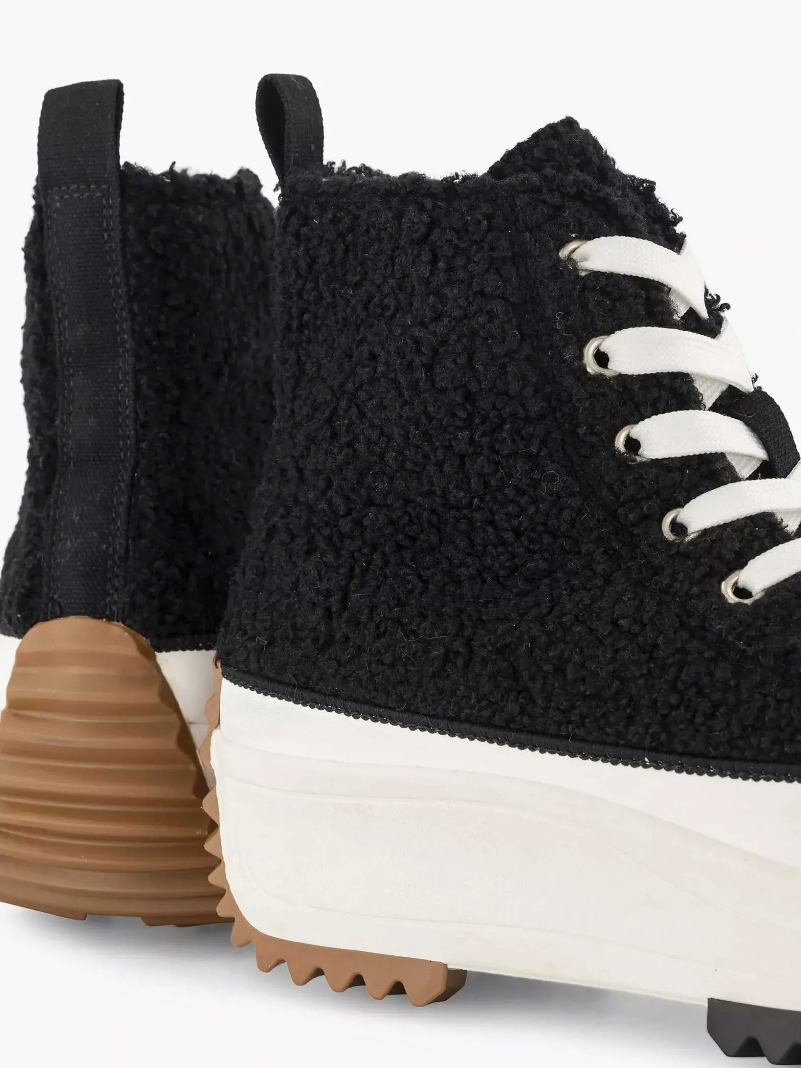 Oxmox Zwarte Hoge Platform Sneaker Teddy-Dames Sneakers