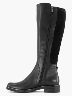 Medicus Zwarte Lange Leren Comfort Laars Elastiek-Dames Comfort Schoenen