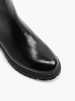 5th Avenue Zwarte Leren Chelsea Boot-Dames Enkellaarzen & Boots