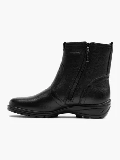 Medicus Zwarte Leren Comfort Enkelboot-Dames Comfort Schoenen