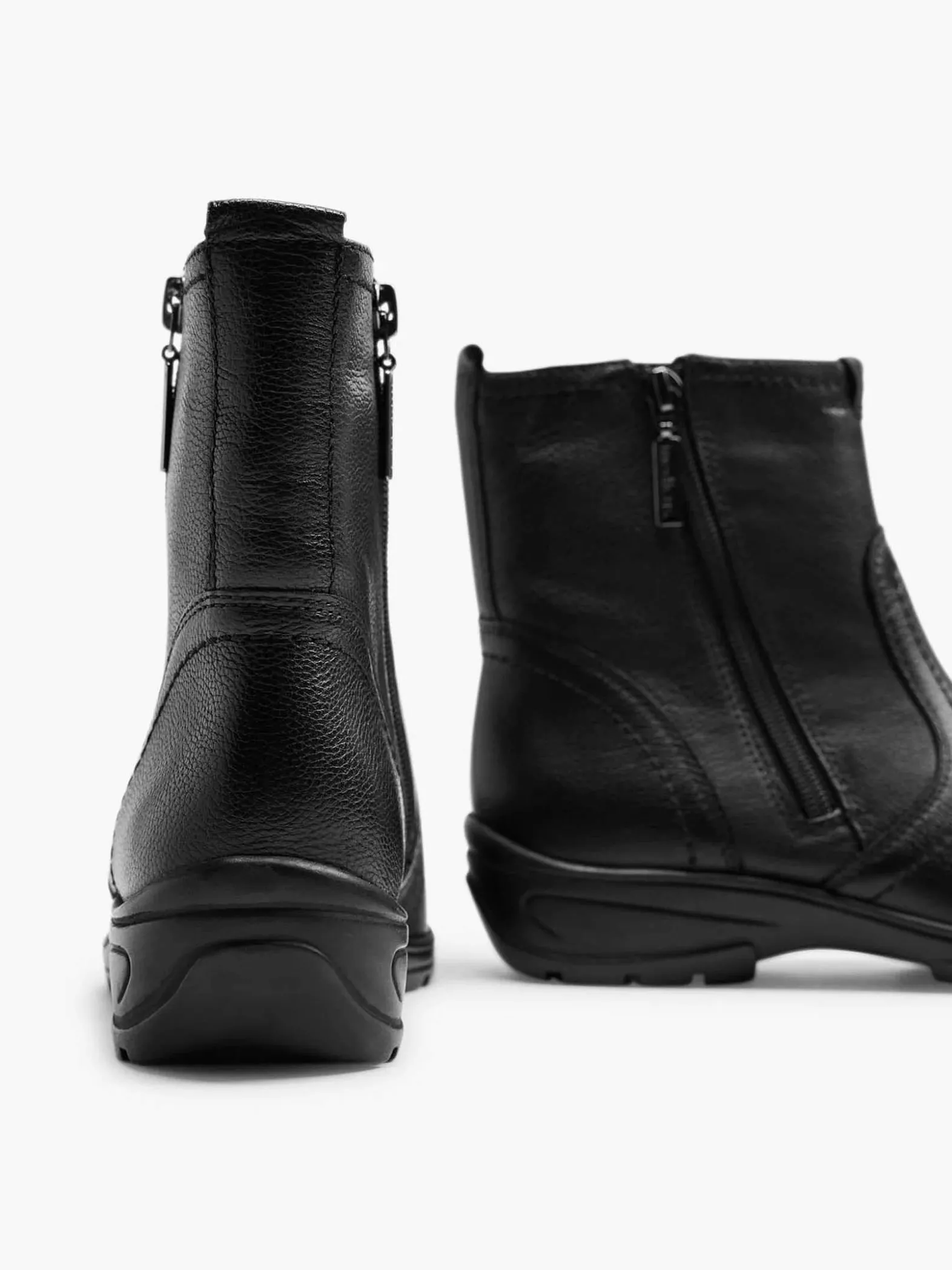 Medicus Zwarte Leren Comfort Enkelboot-Dames Comfort Schoenen