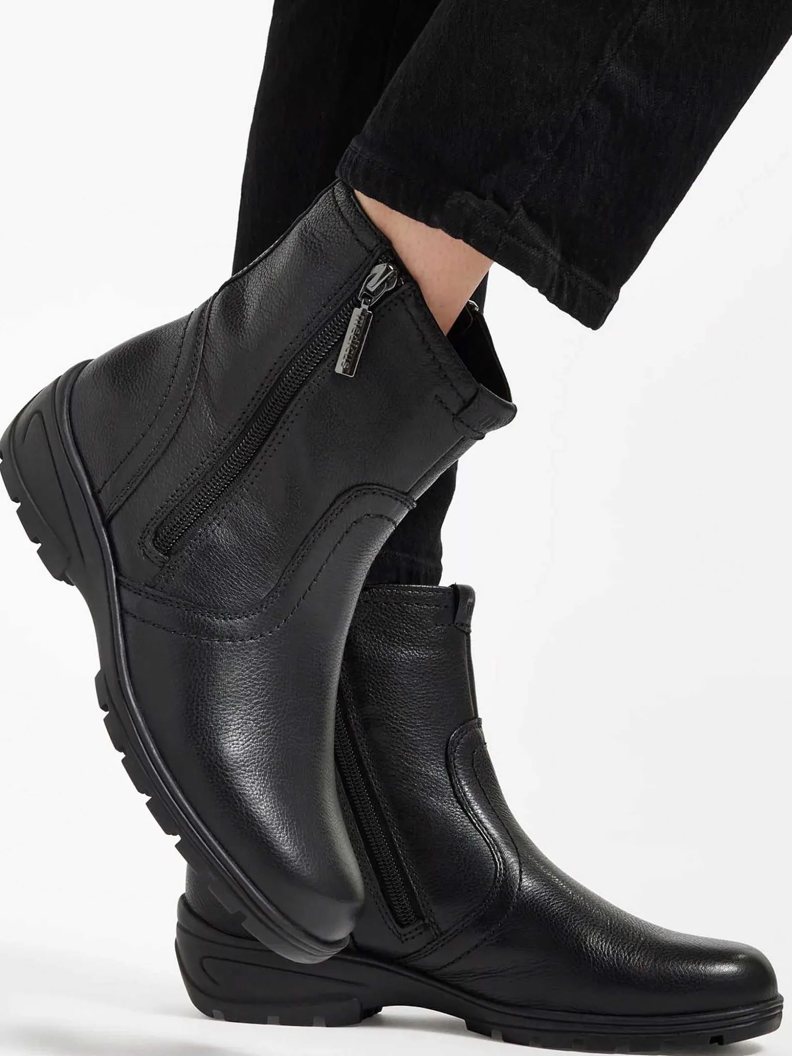Medicus Zwarte Leren Comfort Enkelboot-Dames Comfort Schoenen