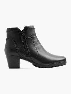 Medicus Zwarte Leren Comfort Enkellaars Hak-Dames Comfort Schoenen