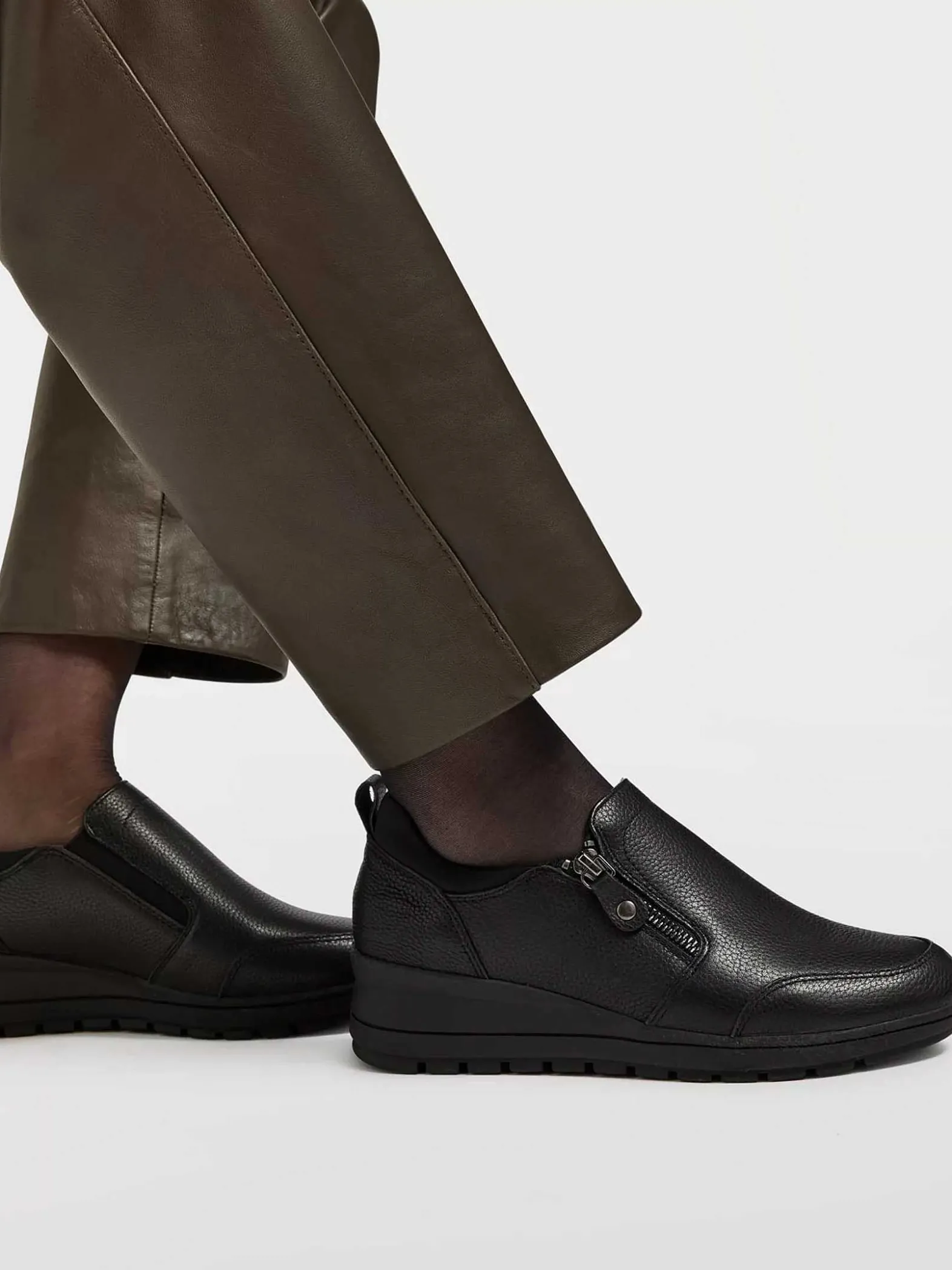 Medicus Zwarte Leren Comfort Instapper-Dames Comfort Schoenen