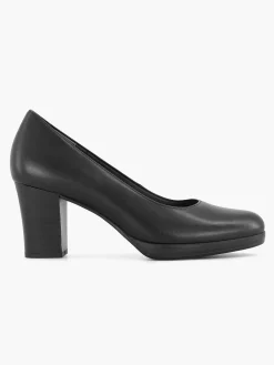 Medicus Zwarte Leren Comfort Pump-Dames Comfort Schoenen