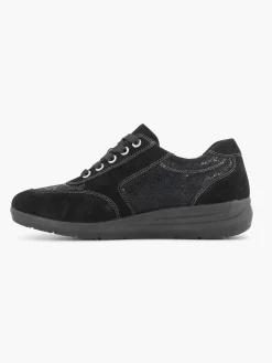 Medicus Zwarte Leren Comfort Sneaker-Dames Comfort Schoenen