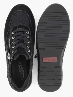 Medicus Zwarte Leren Comfort Sneaker-Dames Comfort Schoenen