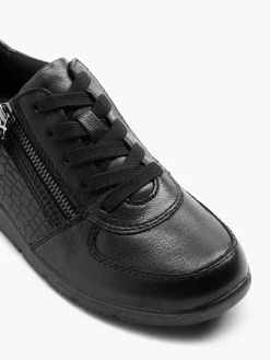 Medicus Zwarte Leren Comfort Sneaker-Dames Comfort Schoenen