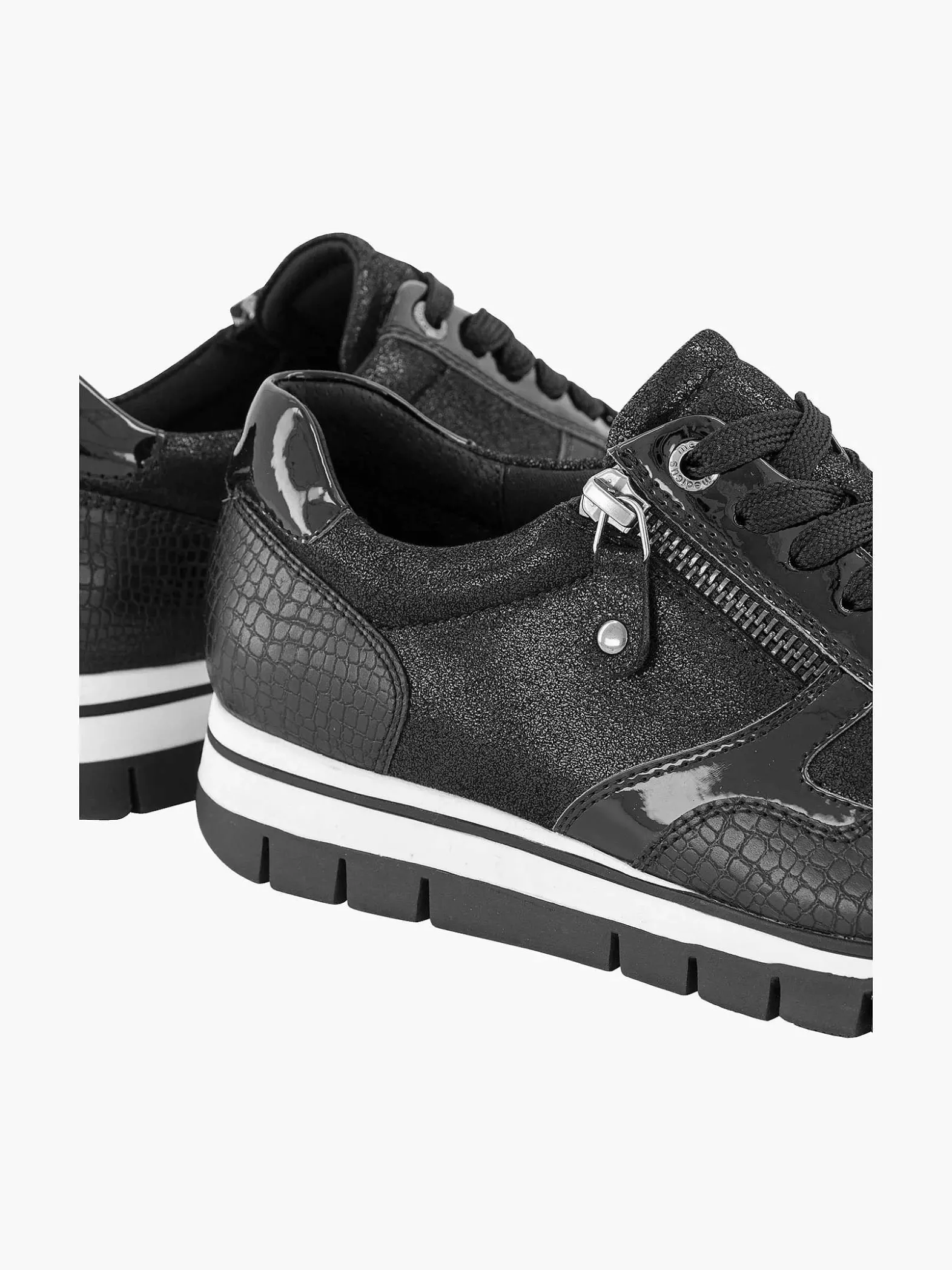 Medicus Zwarte Leren Comfort Sneaker Croco-Dames Comfort Schoenen
