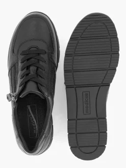 Medicus Zwarte Leren Comfort Sneaker-Dames Comfort Schoenen