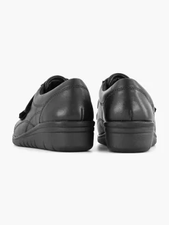 Medicus Zwarte Leren Comfort Sneaker Klittenband-Dames Sneakers
