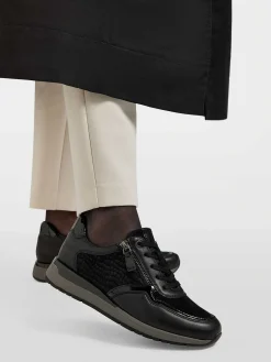 Medicus Zwarte Leren Comfort Veterschoen-Dames Comfort Schoenen