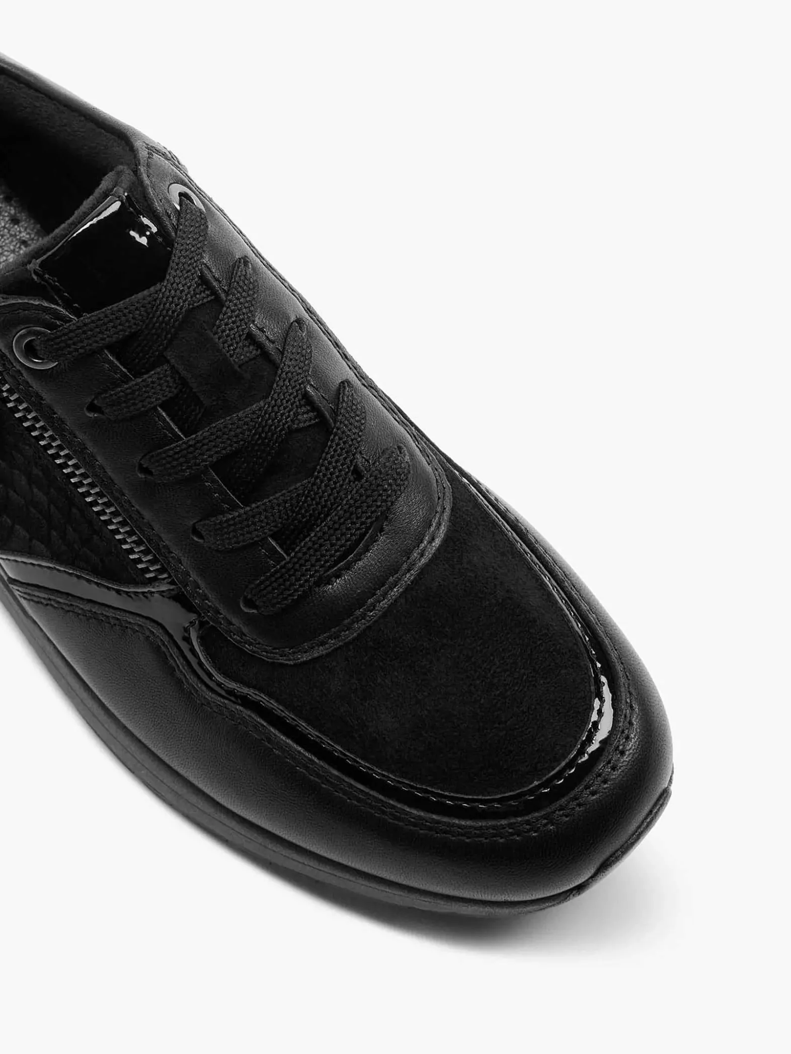 Medicus Zwarte Leren Comfort Veterschoen-Dames Comfort Schoenen