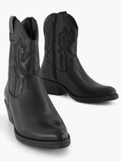 Oxmox Zwarte Leren Cowboy Laars-Dames Enkellaarzen & Boots
