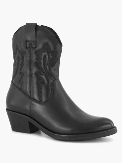 Oxmox Zwarte Leren Cowboy Laars-Dames Enkellaarzen & Boots