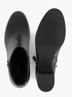 5th Avenue Zwarte Leren Enkellaars Hak-Dames Enkellaarzen & Boots