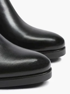5th Avenue Zwarte Leren Enkellaars Hak-Dames Enkellaarzen & Boots