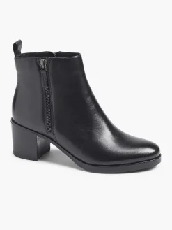 5th Avenue Zwarte Leren Enkellaars Hak-Dames Enkellaarzen & Boots