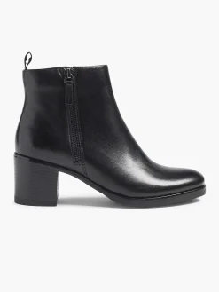 5th Avenue Zwarte Leren Enkellaars Hak-Dames Enkellaarzen & Boots