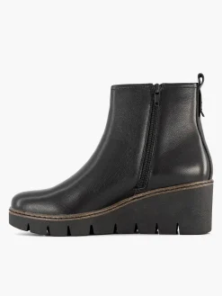 5th Avenue Zwarte Leren Enkellaars Sleehak-Dames Enkellaarzen & Boots