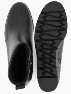 5th Avenue Zwarte Leren Enkellaars Sleehak-Dames Enkellaarzen & Boots