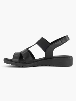 Medicus Zwarte Leren Sandaal-Dames Sandalen