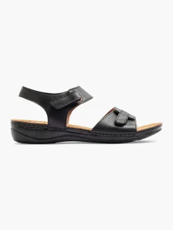 Easy Street Zwarte Leren Sandaal-Dames Comfort Schoenen