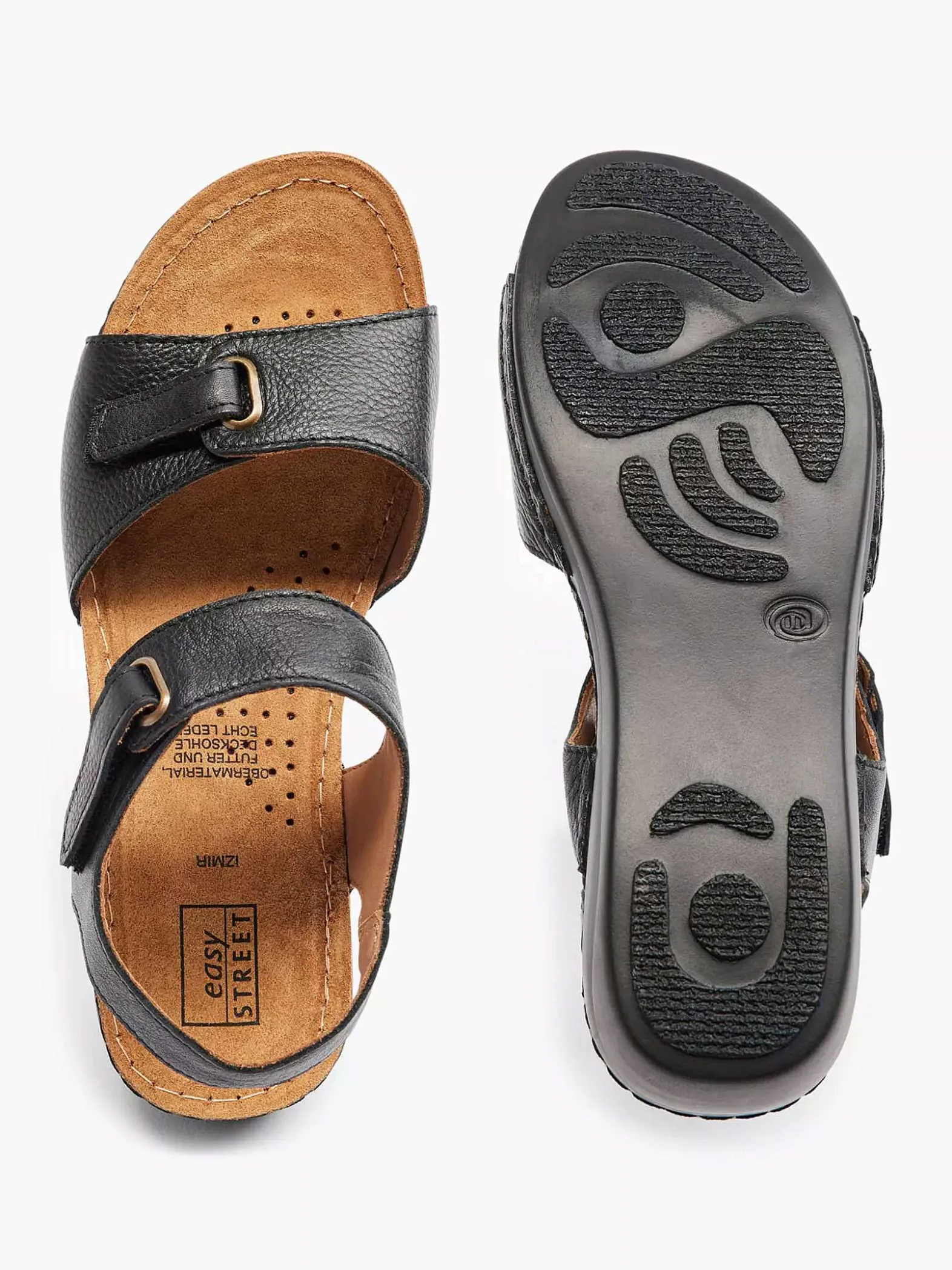 Easy Street Zwarte Leren Sandaal-Dames Comfort Schoenen