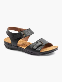 Easy Street Zwarte Leren Sandaal-Dames Comfort Schoenen