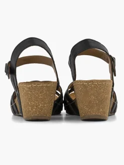 Easy Street Zwarte Leren Sandalen Sleehak-Dames Sandalen