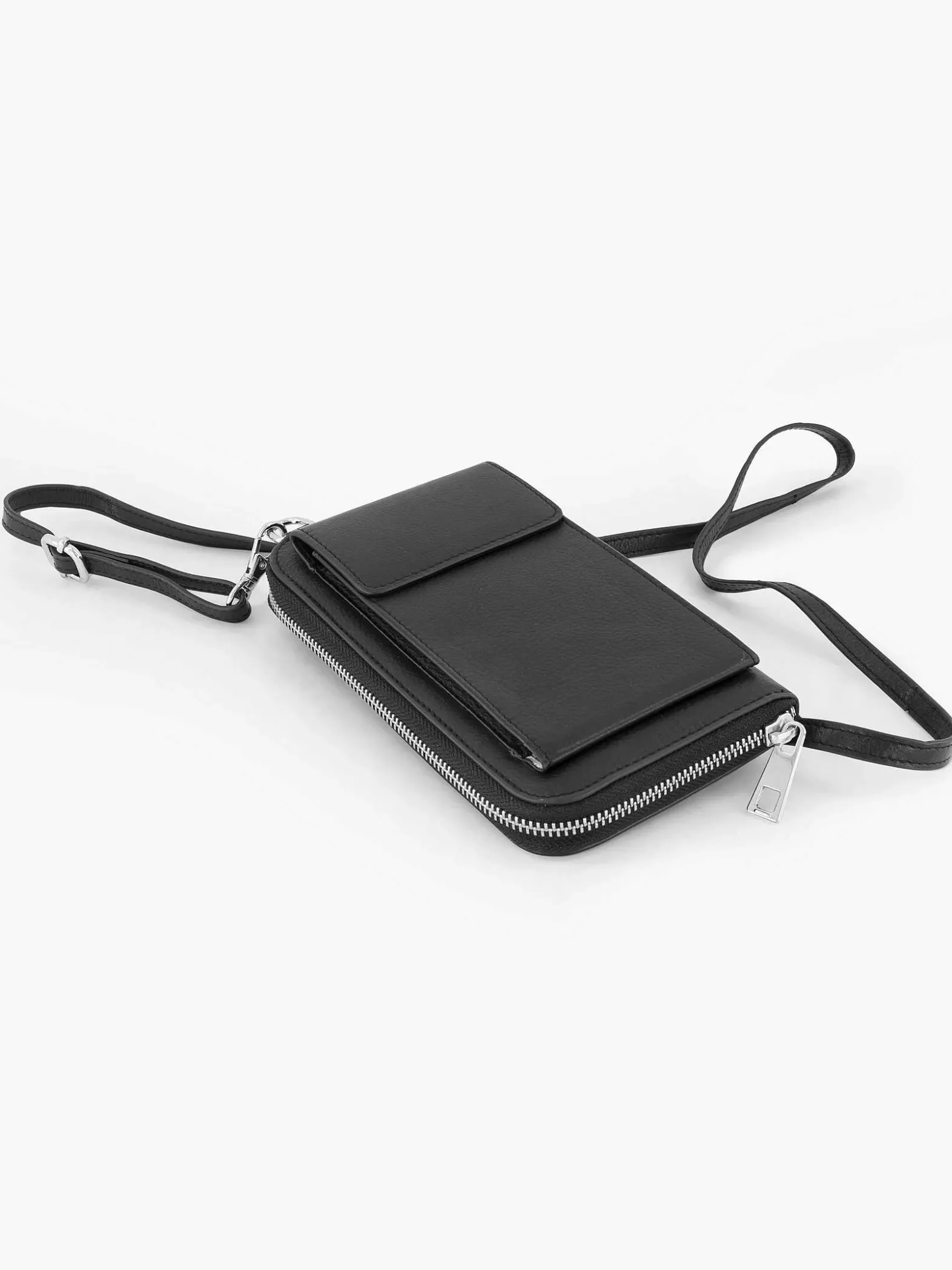 5th Avenue Zwarte Leren Telefoontas-Dames Online Exclusive Accessoires
