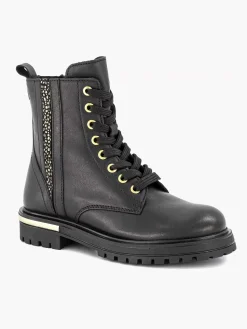 Limelight girl Zwarte Leren Veterboot-Kinderen Jongensschoenen